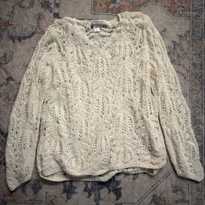 Coldwater Creek Cream V-Neck Sweater